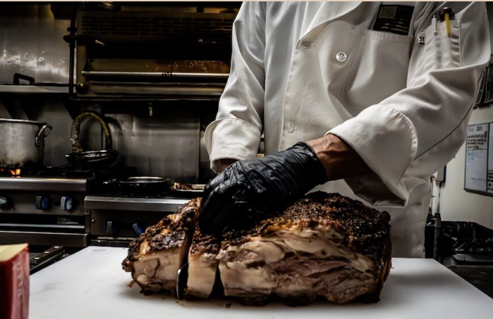 Chef preparing prime rib